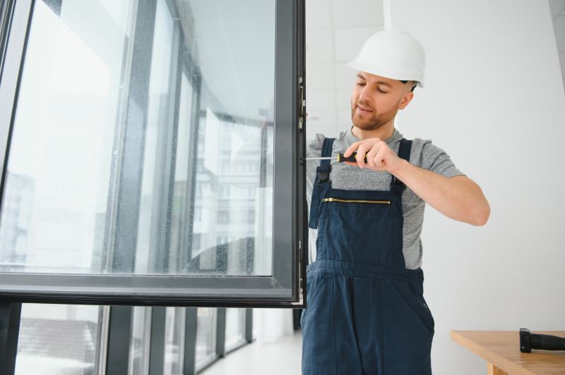 Skilled Technician Inspecting a Window